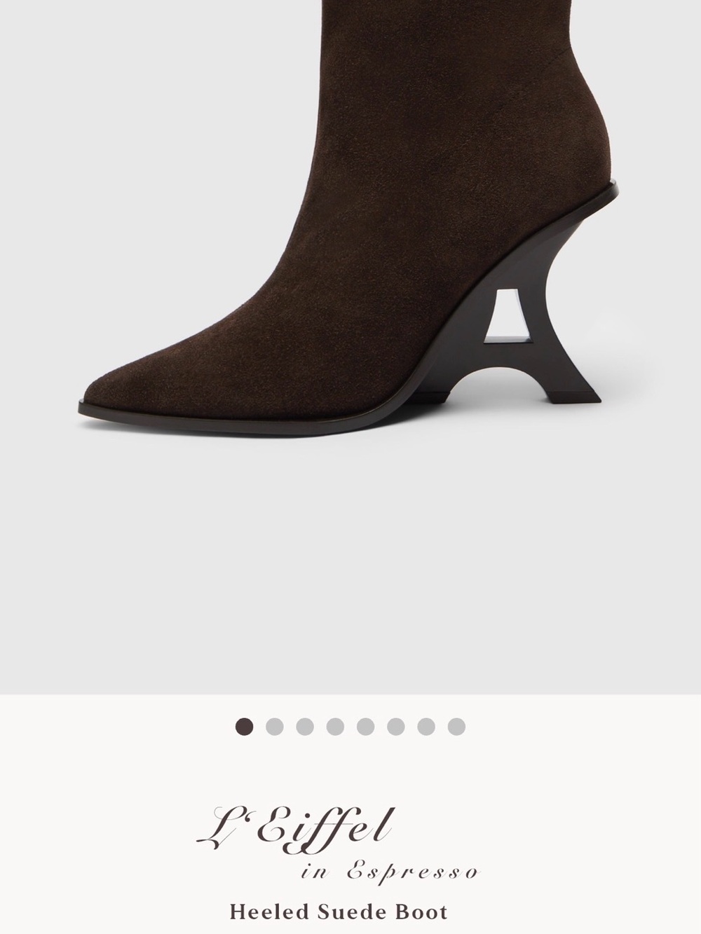 Maniere De Voir Dark Brown Suede Eiffel Tower Heel Ankle Boot